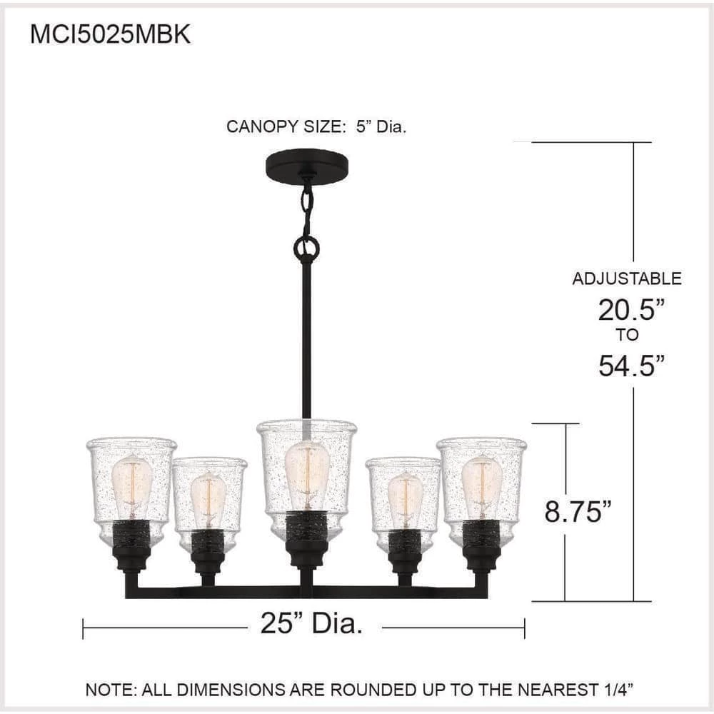 McIntire 5-Light Matte Black Shaded Chandelier with Glass Shades by Quoizel 9 McIntire 5-Light Matte Black Shaded Chandelier with Glass Shades by Quoizel - Image 7