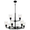 McIntire 9-Light Matte Black Shaded Chandelier with Glass Shades by Quoizel