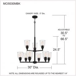 McIntire 9-Light Matte Black Shaded Chandelier with Glass Shades by Quoizel -Quoizel Sales matte black quoizel chandeliers mci5030mbk 76 1000
