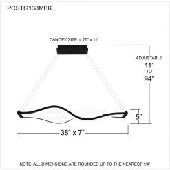 Saratoga 38 in. Matte Black LED Chandelier by Quoizel -Quoizel Sales matte black quoizel chandeliers pcstg138mbk 76 1000