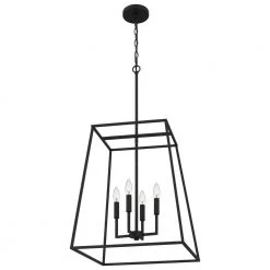 Prescott 4-Light Matte Black Cage Pendant Light by Quoizel 15 Prescott 4-Light Matte Black Cage Pendant Light by Quoizel -Quoizel Sales matte black quoizel chandeliers prc2818mbk 1f 1000