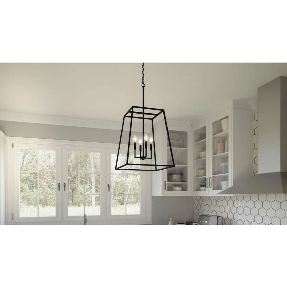 Prescott 4-Light Matte Black Cage Pendant Light by Quoizel 4 Prescott 4-Light Matte Black Cage Pendant Light by Quoizel - Image 2
