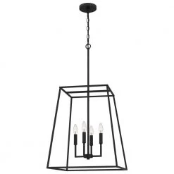 Prescott 4-Light Matte Black Cage Pendant Light by Quoizel