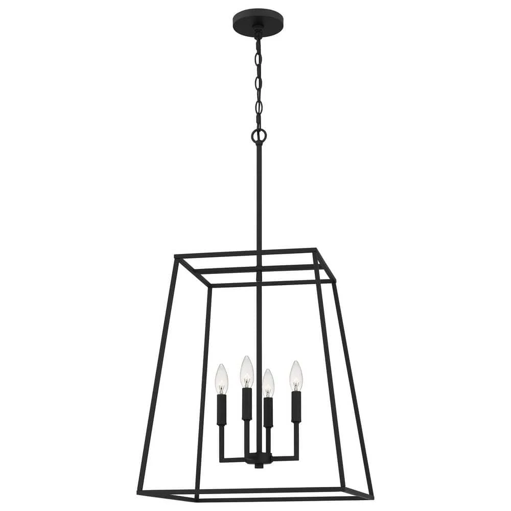 Prescott 4-Light Matte Black Cage Pendant Light by Quoizel 3 Prescott 4-Light Matte Black Cage Pendant Light by Quoizel