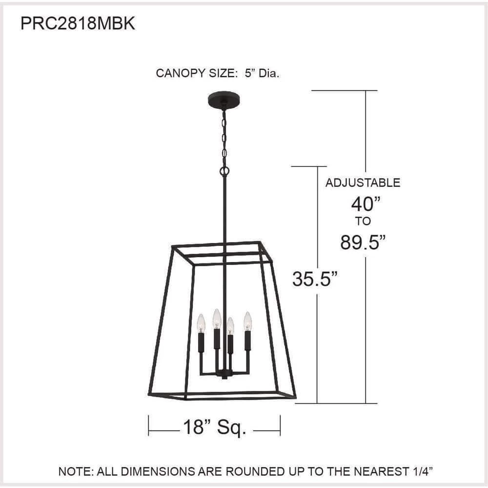 Prescott 4-Light Matte Black Cage Pendant Light by Quoizel 10 Prescott 4-Light Matte Black Cage Pendant Light by Quoizel - Image 8