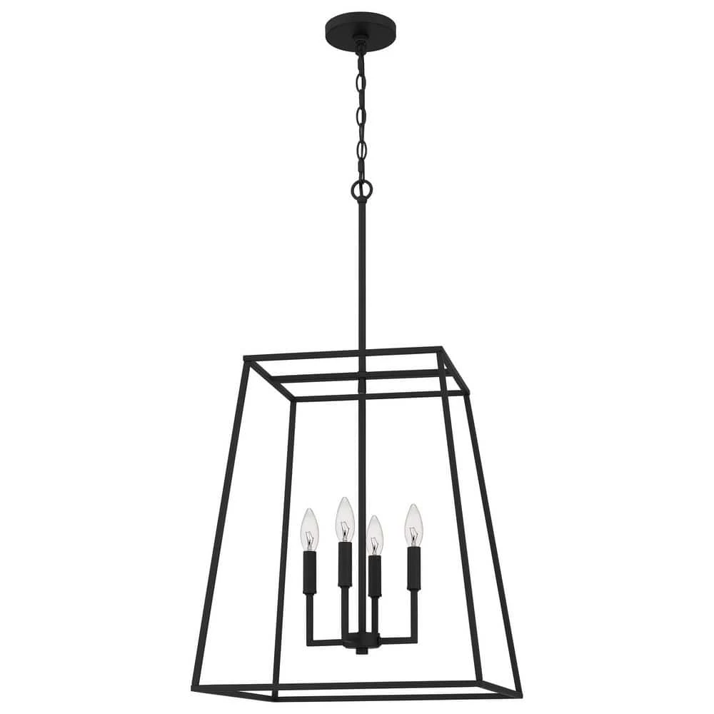 Prescott 4-Light Matte Black Cage Pendant Light by Quoizel 5 Prescott 4-Light Matte Black Cage Pendant Light by Quoizel - Image 3