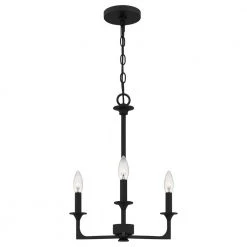 Prescott 3-Light Matte Black Candlestick Chandelier by Quoizel