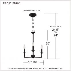 Prescott 3-Light Matte Black Candlestick Chandelier by Quoizel -Quoizel Sales matte black quoizel chandeliers prc5016mbk 76 1000