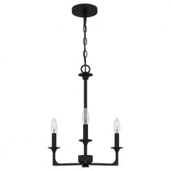 Prescott 3-Light Matte Black Candlestick Chandelier by Quoizel -Quoizel Sales matte black quoizel chandeliers prc5016mbk c3 1000