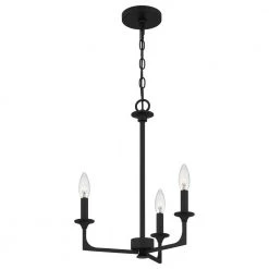 Prescott 3-Light Matte Black Candlestick Chandelier by Quoizel -Quoizel Sales matte black quoizel chandeliers prc5016mbk fa 1000