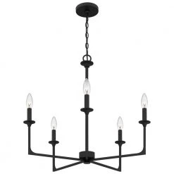 Prescott 5-Light Matte Black Candlestick Chandelier by Quoizel -Quoizel Sales matte black quoizel chandeliers prc5026mbk 44 1000