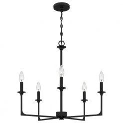 Prescott 5-Light Matte Black Candlestick Chandelier by Quoizel