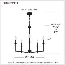 Prescott 5-Light Matte Black Candlestick Chandelier by Quoizel -Quoizel Sales matte black quoizel chandeliers prc5026mbk 76 1000