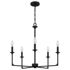 Prescott 5-Light Matte Black Candlestick Chandelier by Quoizel -Quoizel Sales matte black quoizel chandeliers prc5026mbk c3 1000