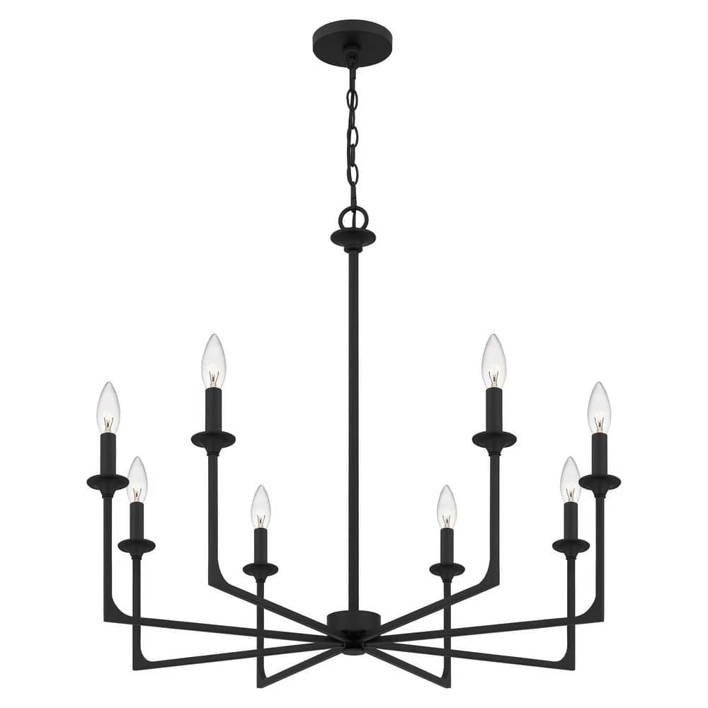 Prescott 8-Light Matte Black Candlestick Chandelier by Quoizel 8 Prescott 8-Light Matte Black Candlestick Chandelier by Quoizel - Image 6