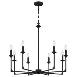 Prescott 8-Light Matte Black Candlestick Chandelier by Quoizel