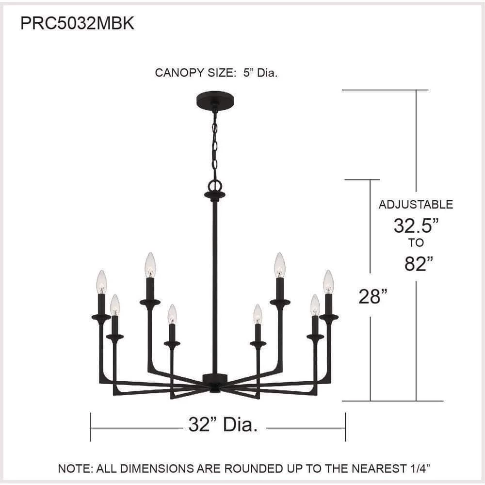 Prescott 8-Light Matte Black Candlestick Chandelier by Quoizel 10 Prescott 8-Light Matte Black Candlestick Chandelier by Quoizel - Image 8