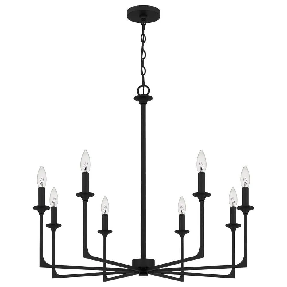 Prescott 8-Light Matte Black Candlestick Chandelier by Quoizel 5 Prescott 8-Light Matte Black Candlestick Chandelier by Quoizel - Image 3