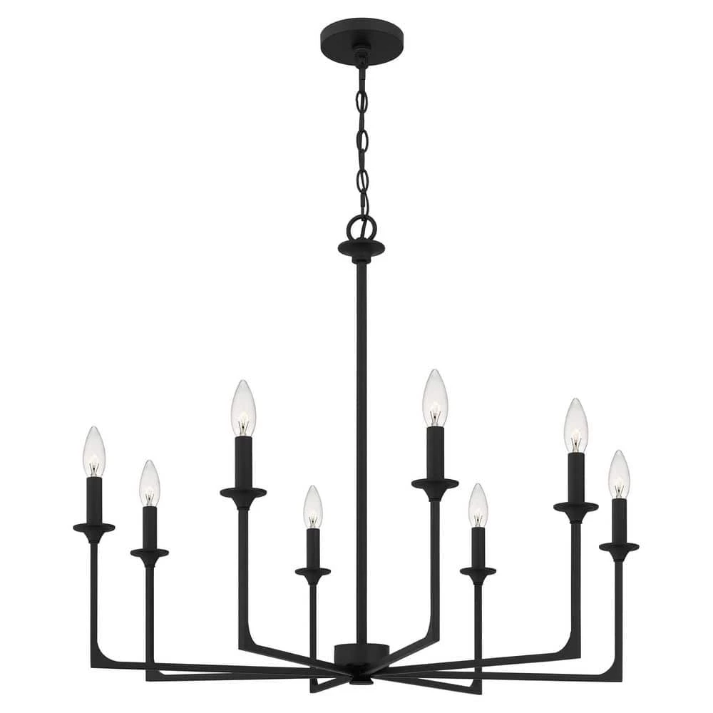 Prescott 8-Light Matte Black Candlestick Chandelier by Quoizel 9 Prescott 8-Light Matte Black Candlestick Chandelier by Quoizel - Image 7