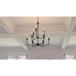 Prescott 9-Light Matte Black Candlestick Chandelier by Quoizel -Quoizel Sales matte black quoizel chandeliers prc5232mbk 31 1000