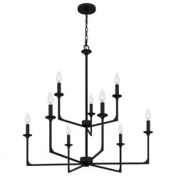 Prescott 9-Light Matte Black Candlestick Chandelier by Quoizel -Quoizel Sales matte black quoizel chandeliers prc5232mbk 44 1000