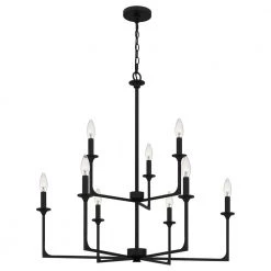 Prescott 9-Light Matte Black Candlestick Chandelier by Quoizel