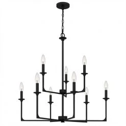 Prescott 9-Light Matte Black Candlestick Chandelier by Quoizel -Quoizel Sales matte black quoizel chandeliers prc5232mbk c3 1000