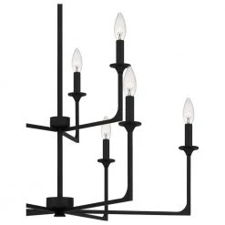 Prescott 9-Light Matte Black Candlestick Chandelier by Quoizel -Quoizel Sales matte black quoizel chandeliers prc5232mbk fa 1000