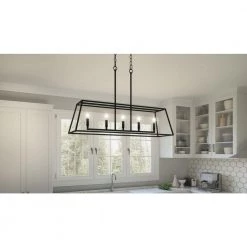 Prescott 5-Light Matte Black Island Chandelier by Quoizel -Quoizel Sales matte black quoizel chandeliers prc536mbk 66 1000