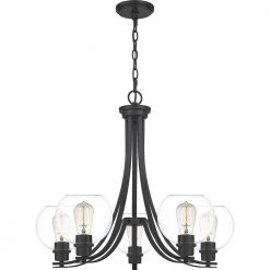 Pruitt 5-Light Matte Black Chandelier by Quoizel