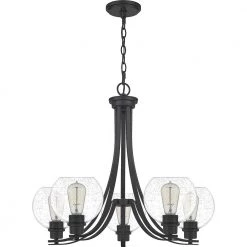 Pruitt 5-Light Matte Black Chandelier by Quoizel -Quoizel Sales matte black quoizel chandeliers prus5026mbk c3 1000