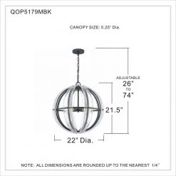 Dre 4-Light Matte Black Pendant by Quoizel -Quoizel Sales matte black quoizel chandeliers qop5179mbk 44 1000