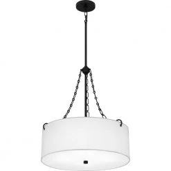 Lambeau 4-Light Matte Black Shaded Pendant by Quoizel -Quoizel Sales matte black quoizel chandeliers qop5606mbk 1f 1000