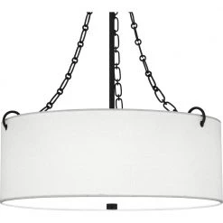 Lambeau 4-Light Matte Black Shaded Pendant by Quoizel -Quoizel Sales matte black quoizel chandeliers qop5606mbk 44 1000