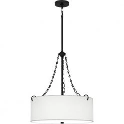 Lambeau 4-Light Matte Black Shaded Pendant by Quoizel