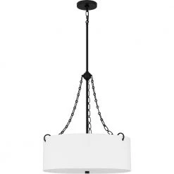 Lambeau 4-Light Matte Black Shaded Pendant by Quoizel -Quoizel Sales matte black quoizel chandeliers qop5606mbk c3 1000