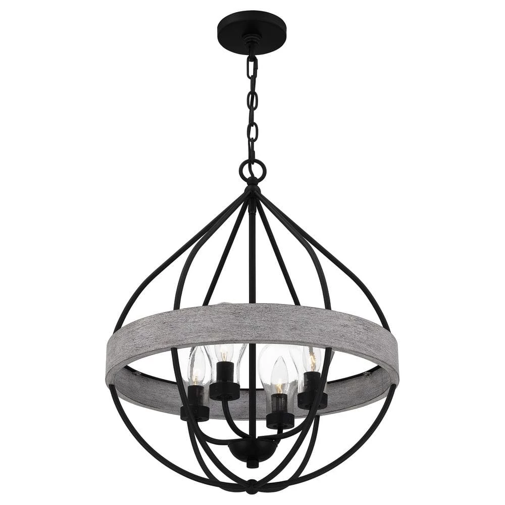 Tansy 4-Light Matte Black Pendant with Clear by Quoizel 7 Tansy 4-Light Matte Black Pendant with Clear by Quoizel - Image 5