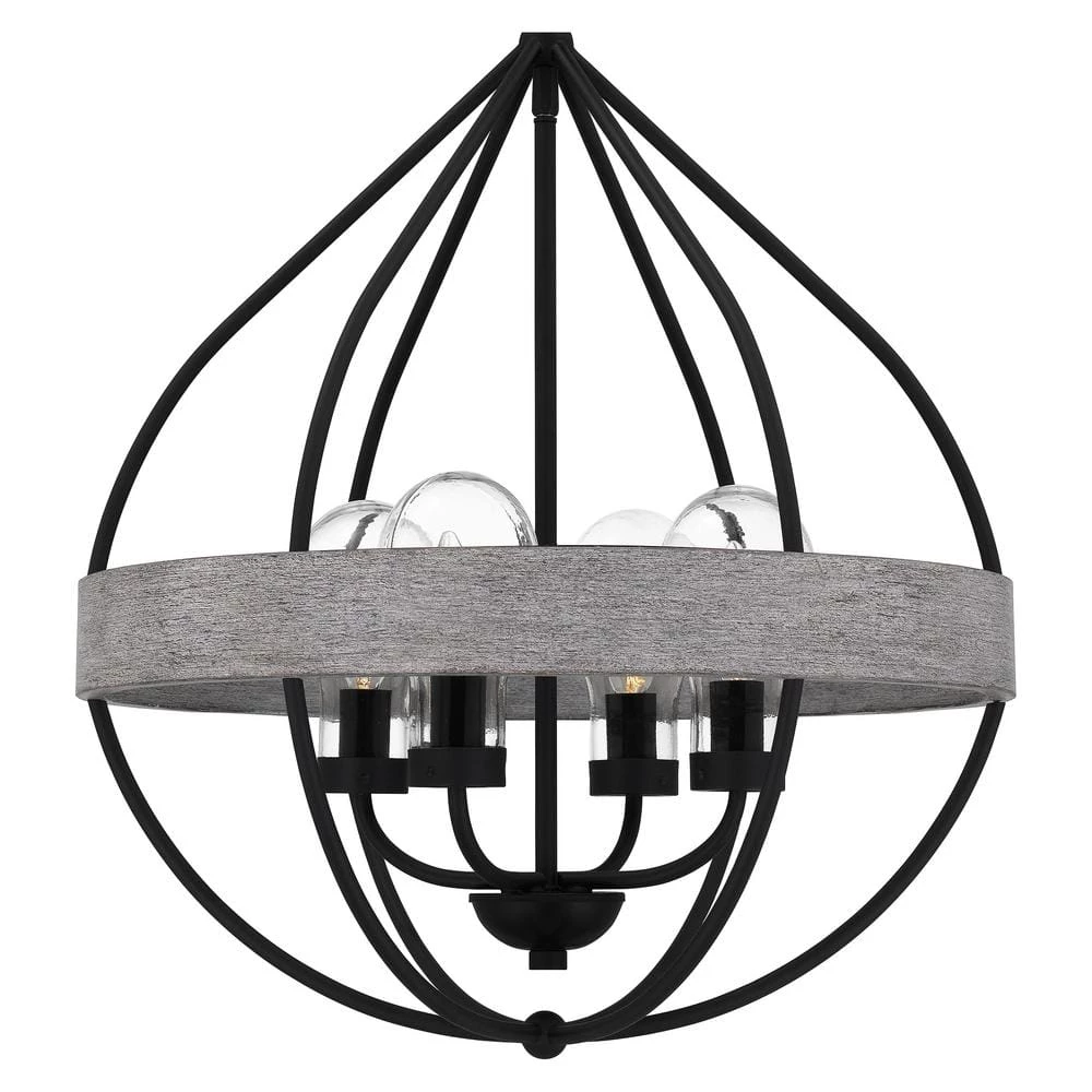 Tansy 4-Light Matte Black Pendant with Clear by Quoizel 8 Tansy 4-Light Matte Black Pendant with Clear by Quoizel - Image 6