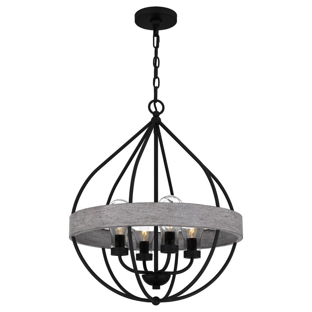 Tansy 4-Light Matte Black Pendant with Clear by Quoizel 6 Tansy 4-Light Matte Black Pendant with Clear by Quoizel - Image 4