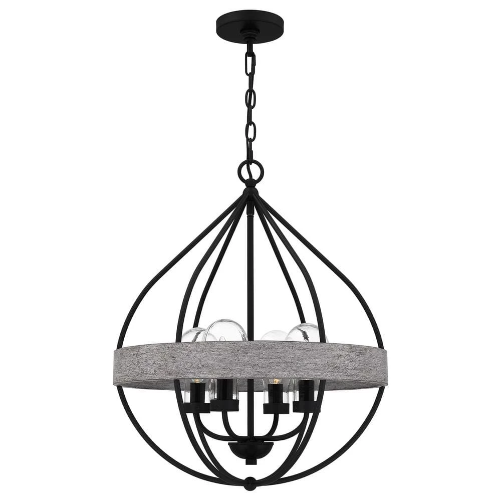 Tansy 4-Light Matte Black Pendant with Clear by Quoizel 3 Tansy 4-Light Matte Black Pendant with Clear by Quoizel