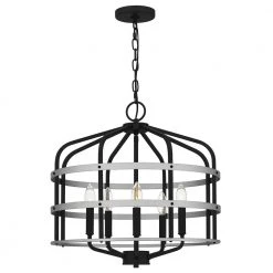 Avignon 5-Light Matte Black Standard Pendant Light by Quoizel -Quoizel Sales matte black quoizel chandeliers qp5346mbk 4f 1000