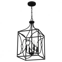 Grenelle 4-Light Matte Black Lantern Pendant Light by Quoizel -Quoizel Sales matte black quoizel chandeliers qp5354mbk 1f 1000