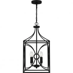 Grenelle 4-Light Matte Black Lantern Pendant Light by Quoizel -Quoizel Sales matte black quoizel chandeliers qp5354mbk 4f 1000