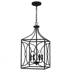 Grenelle 4-Light Matte Black Lantern Pendant Light by Quoizel