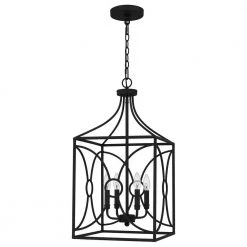 Grenelle 4-Light Matte Black Lantern Pendant Light by Quoizel -Quoizel Sales matte black quoizel chandeliers qp5354mbk c3 1000