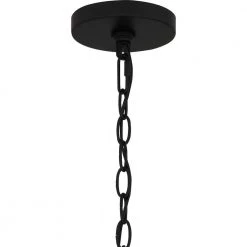 Rowland 5-Light Matte Black Chandelier with Clear Glass with Sandblasted Glass Inside Glass Shade by Quoizel -Quoizel Sales matte black quoizel chandeliers row5022mbk fa 1000
