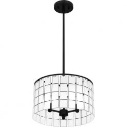Seigler 3-Light Matte Black Shaded Pendant by Quoizel -Quoizel Sales matte black quoizel chandeliers sgl2814mbk 1f 1000