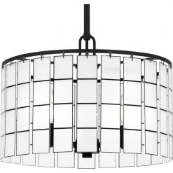 Seigler 3-Light Matte Black Shaded Pendant by Quoizel -Quoizel Sales matte black quoizel chandeliers sgl2814mbk 44 1000