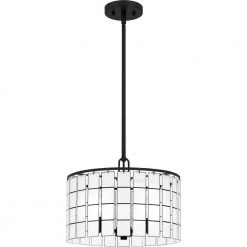Seigler 3-Light Matte Black Shaded Pendant by Quoizel