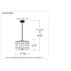 Seigler 3-Light Matte Black Shaded Pendant by Quoizel -Quoizel Sales matte black quoizel chandeliers sgl2814mbk 76 1000